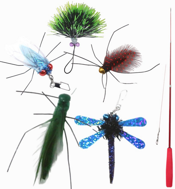 YC8 고양이 장난감 낚시대 벌레 리필 5종, 냥덕후 레드+벌레5종, 1개