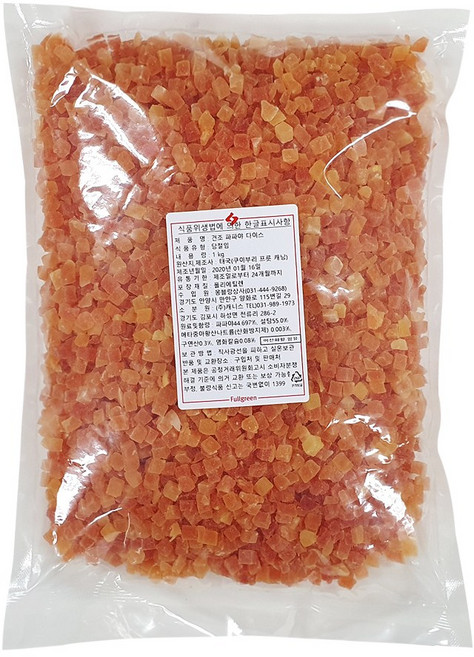 건조 파파야 다이스 1kg 열대과일, 1개