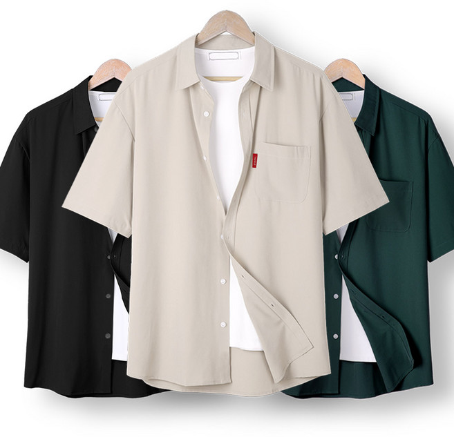 오버나인 남자 반팔 구김제로 베이직 셔츠