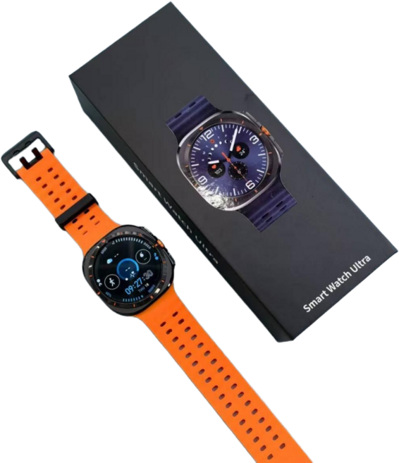 [2026 신상] HD 8 Ultra 익스트림 IP68 방수 아웃도어 사파이어 글래스 스마트워치, GPS + 블루투스, 3.7cm, 오렌지