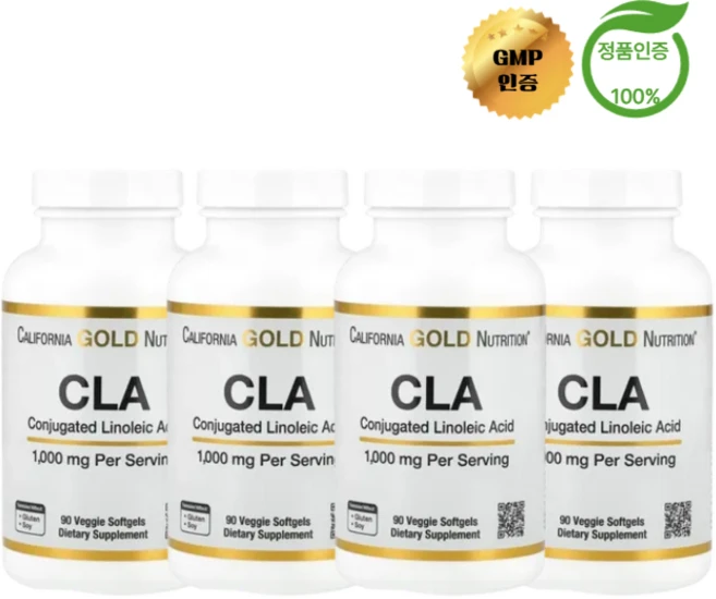 2+2 캘리포니아 골드 뉴트리션 CLA 복합 클라리놀 리놀레산 1000mg 소프트젤 90정, 4개 - 쿠팡