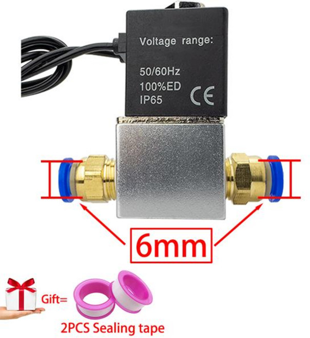 12V 24V AC110V 220V 폐쇄 오일 프리 양방향 밸브 솔레노이드 공압 사일런트, 6MM, 1개