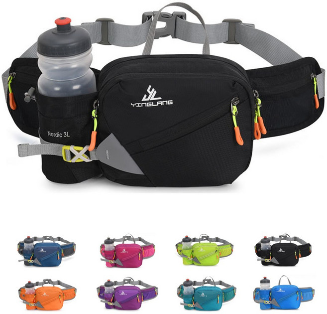 에픽스 등산 스포츠 생활방수 힙색 허리 물통 물병 여자 남자 힙색 커플 벨트형, 검정색