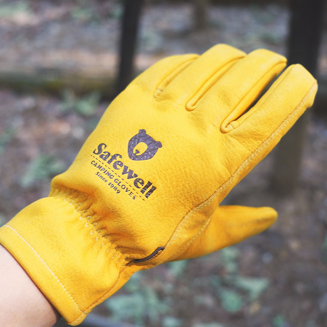 세이프웰 불에 강한 캠핑장갑 버팔로가죽 캠프파이어 불연소재, 1개, CS-01_오렌지옐로우M