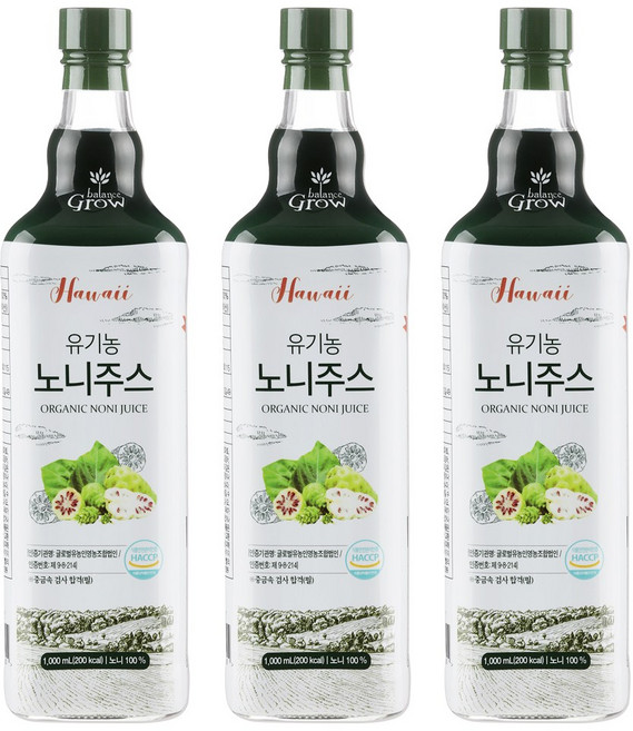 코스트코 유기농노니 노니주스 원액 1000mlx3병, 3개, 1L