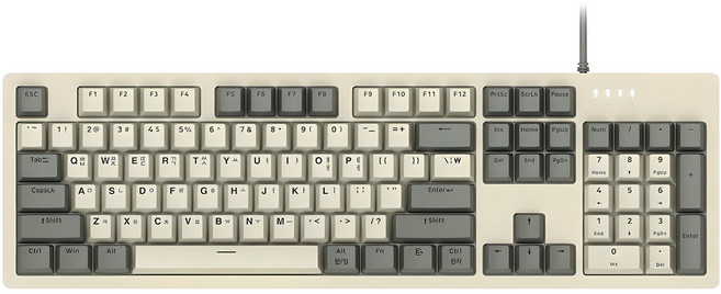 앱코 레트로 기계식 게이밍 유선 일반형 키보드, 레트로베이지, K517, 적축