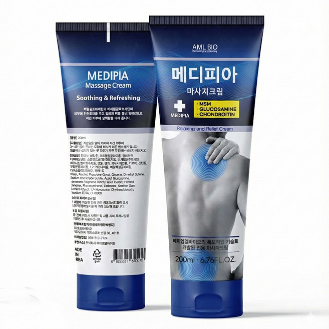 메디피아 글루코사민 MSM 콘드로이친 관절 근육 스포츠 바디 마사지 크림, 1개, 200ml