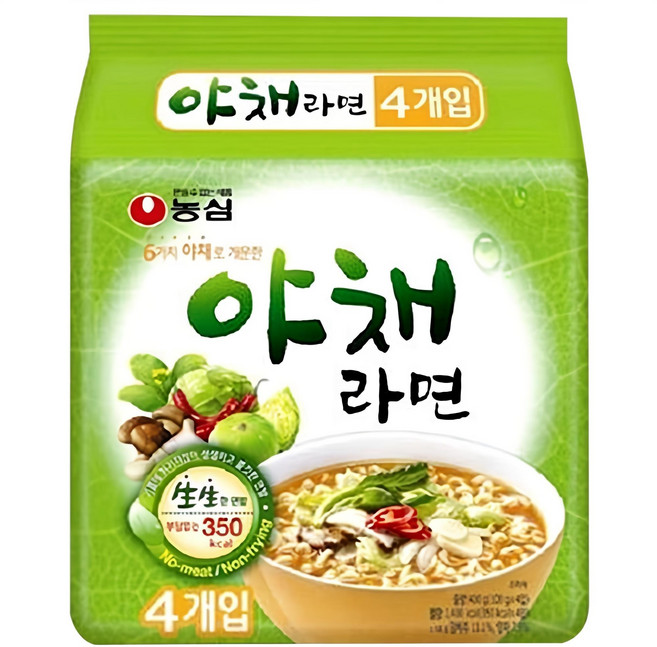 농심 야채라면 100g, 4개