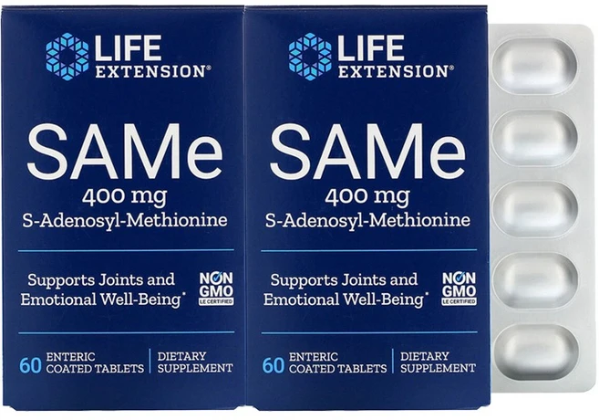 라이프익스텐션 SAMe 400mg S-아데노실-메티오닌 엔테릭 코티드 타블렛, 60정, 2개 - 쿠팡