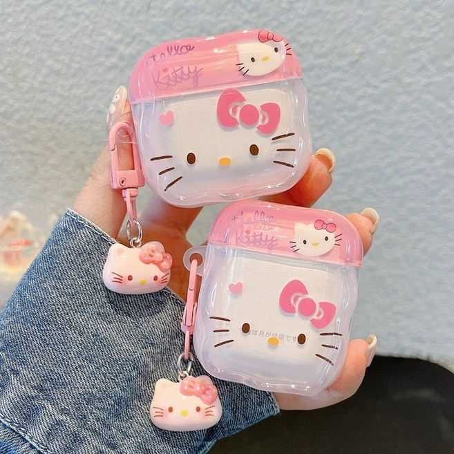 티류으스 캐릭터 키티 리본 에어팟 Pro 3 케이스호환 고양이 키링 세트, 1개, 무, AirPods 3세대