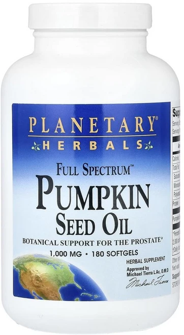 플래니터리 허벌 풀 스펙트럼 펌킨 씨드 오일 Planetary Herbals Full Spectrum™ Pumpkin Seed Oil 180정, 1개 - 쿠팡
