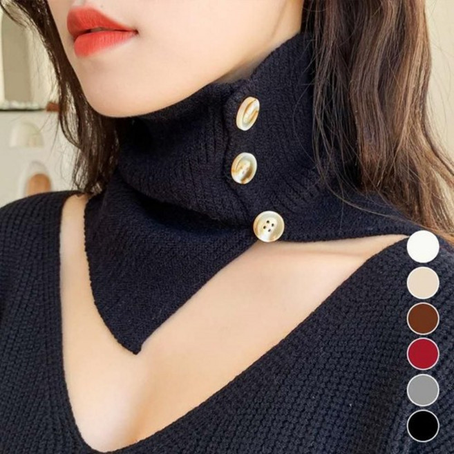 겨울목폴라 단추 니트 터틀넥 페이크카라 도톰 워머