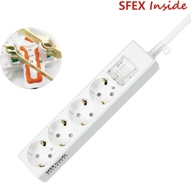 국산 자동소화 멀티탭 4구 1.5M 3M 5M 화재예방 멀티탭 멀티콘센트 4000W 멀티탭, 1개, 화이트
