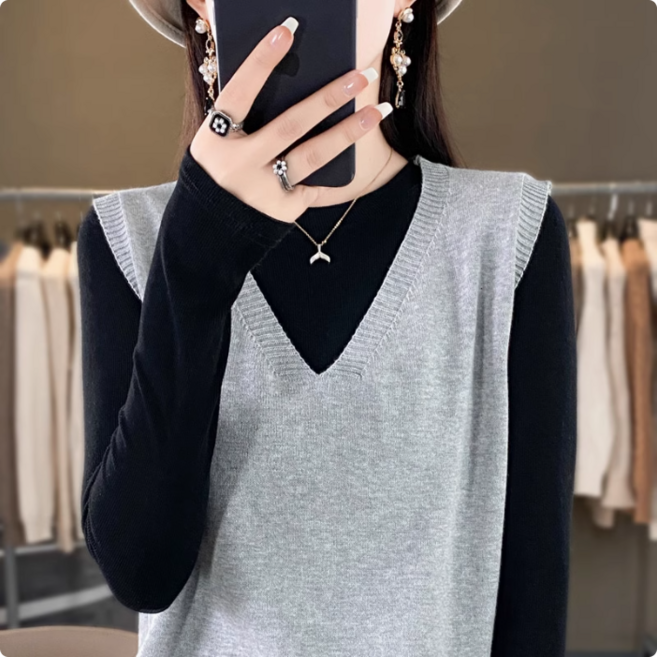 Belseva 여성 브이넥 면 니트 조끼