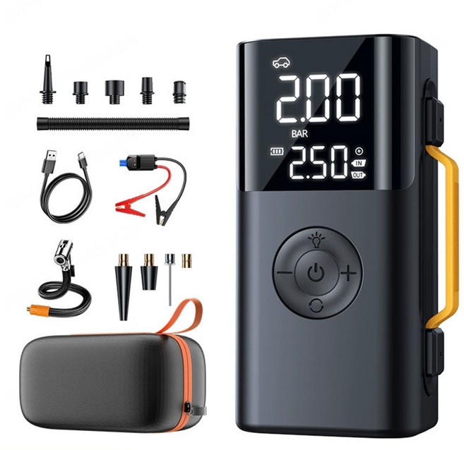 Darlisex 점프스타터 6in1 에어펌프+등+보조 배터리+송풍기+진공압축, 8000mAh, 1개, 8000mAh