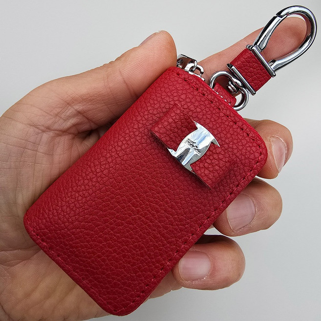 소가죽 리본 장식 여자 자동차 스마트 키지갑, RBCOW, 레드