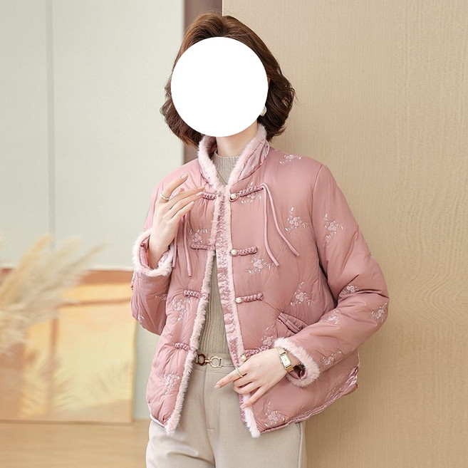 쌍천 기모 패딩 엄마 따뜻한 패딩 아우터 도톰한 쇼트 기질 통근 패딩 겨울 여자 W25121206