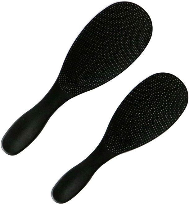 홈하우스 밥알이 잘 붙지 않는 엠보싱 밥주걱 2P(대+소), 1세트, 블랙