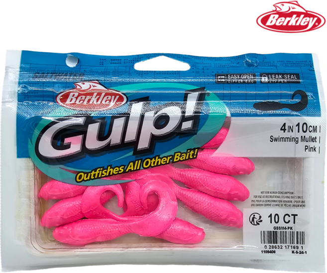 버클리 걸프 스위밍 뮬렛 4 루어 베이트 웜 낚시 미끼 10pcs, 1개, 40g, PK(핑크), 4인치
