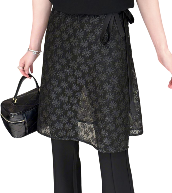 여성용 힙 커버 레깅스 치마 랩스커트 레이스 트리밍 A라인 스커트