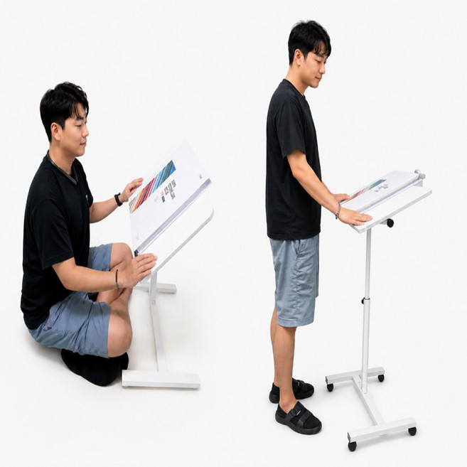 대형 이동식 사이드 테이블 침대 소파 각도 높이 조절, 화이트