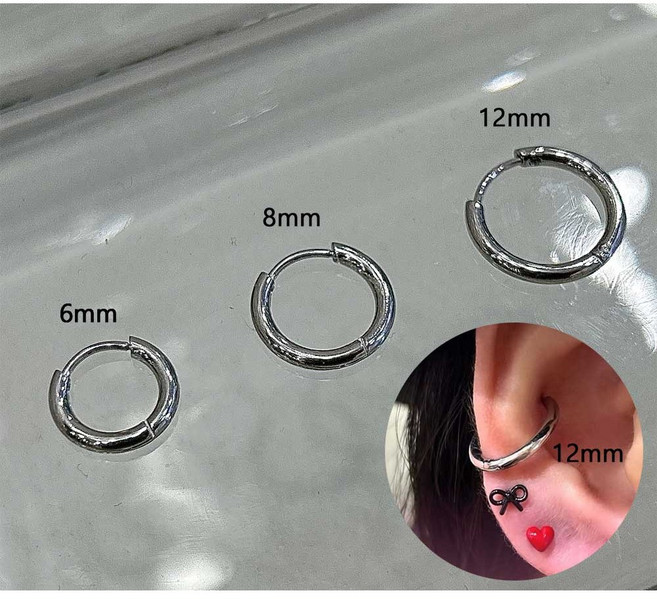 뷰니들 귀걸이 써지컬스틸 원터치 써지컬 링귀걸이 링 데일리 써지컬스틸 볼드 피어싱