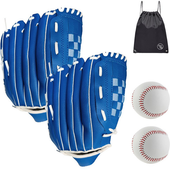 VITALO 올플레이 야구캐치볼 세트 우투 좌투용 글러브 2P+야구공2P+PGN짐쌕가방1P, 1세트, 우투 블루세트