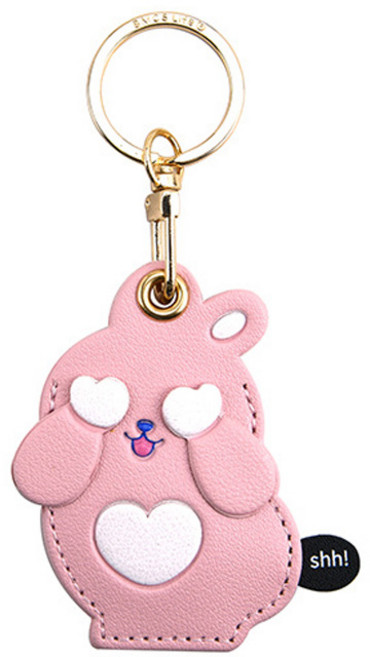 리바앤코 애플 에어태그1/2 키링 열쇠고리 가죽 케이스, 1개, 토끼