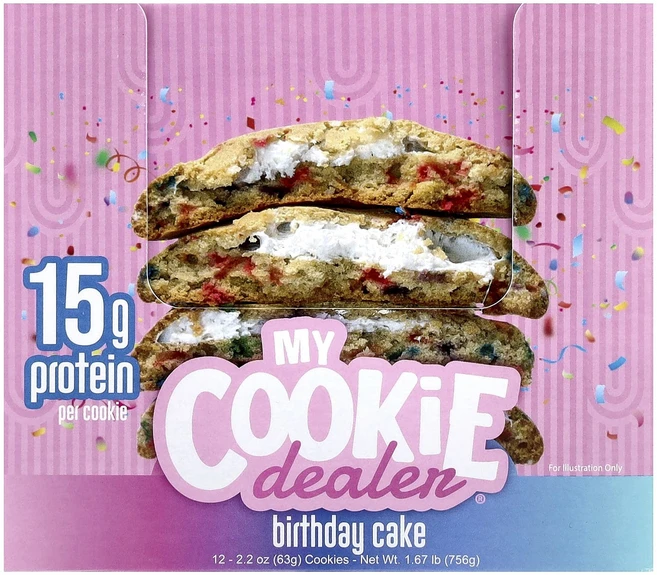 지금 곧 품절됩니다 My Cookie Dealer Protein 프로틴 쿠키 생일 케이크 쿠키 12개 개당 63g(2.2oz) 서둘러주시면 감사하겠습니다, MyCookieDealerProtein프로틴쿠키생일케이 - 쿠팡