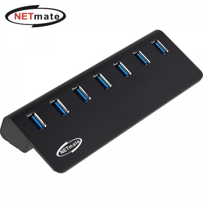 (Netmate) 알루미늄 USB 3.2 7포트 허브(블랙/유전원)/NM-UT327B NM-UT327B, 1개