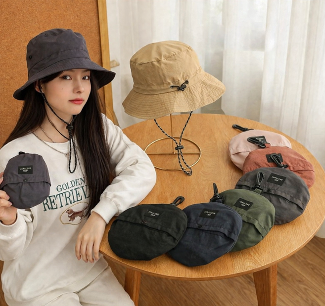 진볼리 접이식 와이드챙 버킷햇 여성 여름모자 얼굴소멸 휴대용