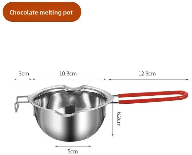 초콜릿 녹는 냄비 상업용 스테인레스 스틸 방수 가열 용기 베이킹 도구 치즈 버터 작은 그릇, 02 Silicone handle