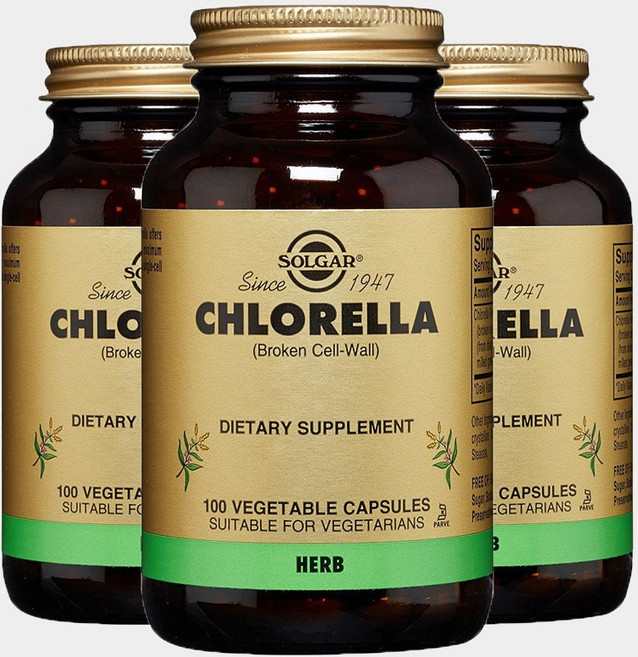 SOLGAR 綠藻補充素食膠囊, 100顆, 3罐