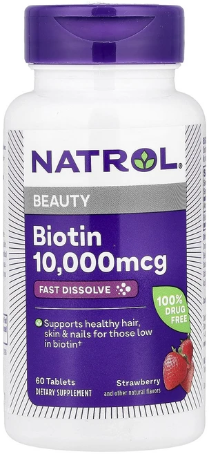 효과가좋습니다 Natrol 비오틴 속붕해 맥시멈 강도 딸기 맛 10000mg 60정 고급영양제, Natrol비오틴속붕해맥시멈강도딸기맛10000mg60정, 1개 - 쿠팡