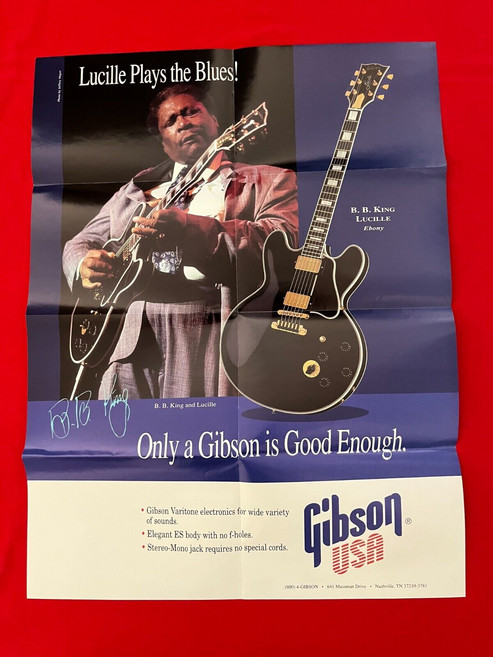 깁슨 기타 BBKING & GIBON's 컬렉션이 담긴 빈티지 Gibson의 프로모션 포스터, 1개