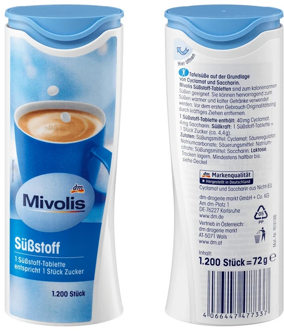 독일 내수 미볼리스 저칼로리 설탕 대체 당 감미료 정제 1200정, 1개, 72g - 쿠팡