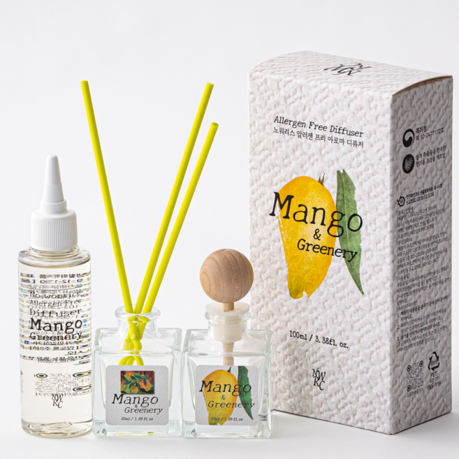 노워리스 알러지프리 망고 디퓨저 인테리어 집안 음식 방 차량 화장실 강아지 고양이 냄새, 1개, 100ml, 망고앤그리너리