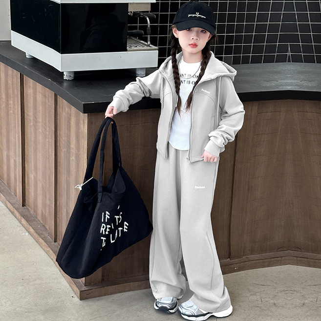 삐삐네옷가게 여아 주니어 소프트 후드집업 상하세트