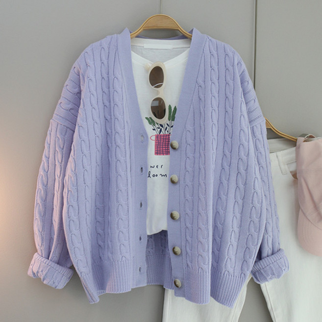 달콩 여성 크린꽈배기오버핏니트가디건 봄신상 빅사이즈