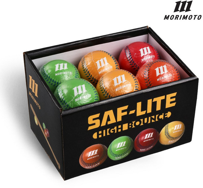 모리모토 월드시리즈 야구공 말랑공 연식구 유소년 연습공 낱개 세트, 12개, 러버 안전구