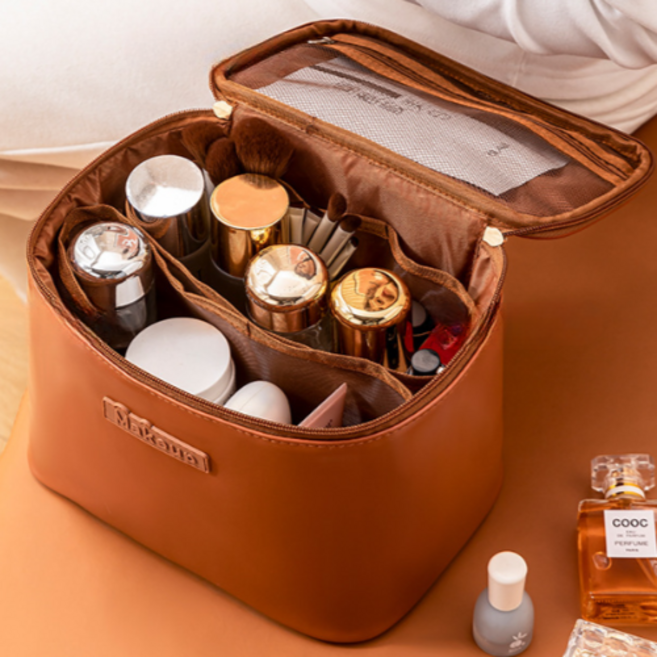 오팬 완전 방수 메이크업 가방 대용량, 1개, 브라운