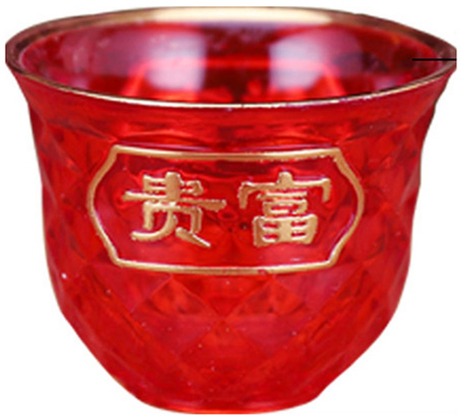 祭祀用品 敬神酒杯, 紅色, 1個, 水晶平底杯