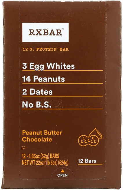 RXBAR 프로틴바 피넛 버터 초콜릿 바 12개입 개당 52g(1.83oz) 1팩, 52g, 1개 - 쿠팡