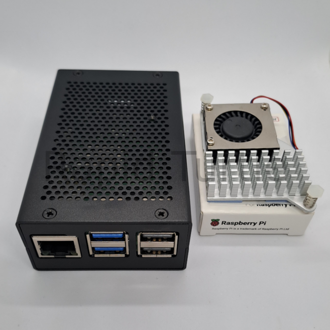 라즈베리파이5 케이스 라즈베리파이 케이스 라즈베리 케이스 알루미늄 RC5-A-002, 1세트, 액티브쿨러포함