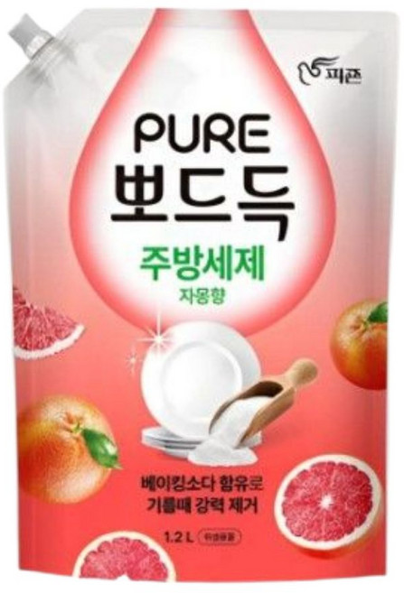 피죤퓨어 뽀드득 주방세제 자몽향, 1개, 1.2L