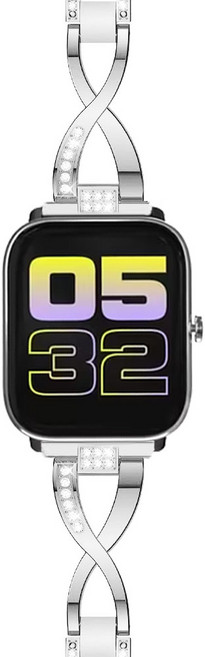 스페이스쉴드 타니프로1 스마트워치 42mm TP-652890 호환 샤인 큐빅 메탈 스트랩 22mm, 실버, 1개