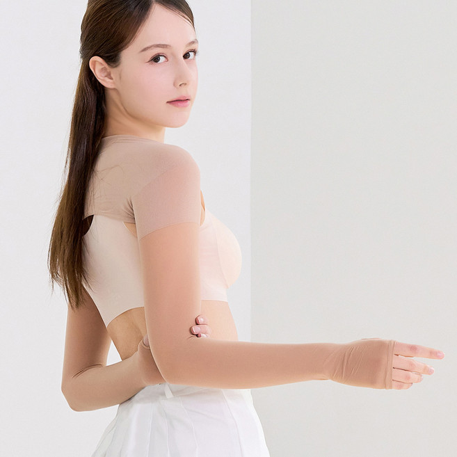 베일리화이트 자외선차단 쿨토시 냉감 여름 팔토시 여성 골프 이너웨어, 볼레로 양손등커버형/FREE, 스킨, 1개