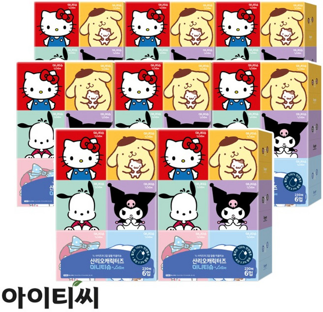 헬로키티 2겹 산리오캐릭터즈 미니 미용티슈(230매) 6입X8팩(48개입), 8개, 6개입
