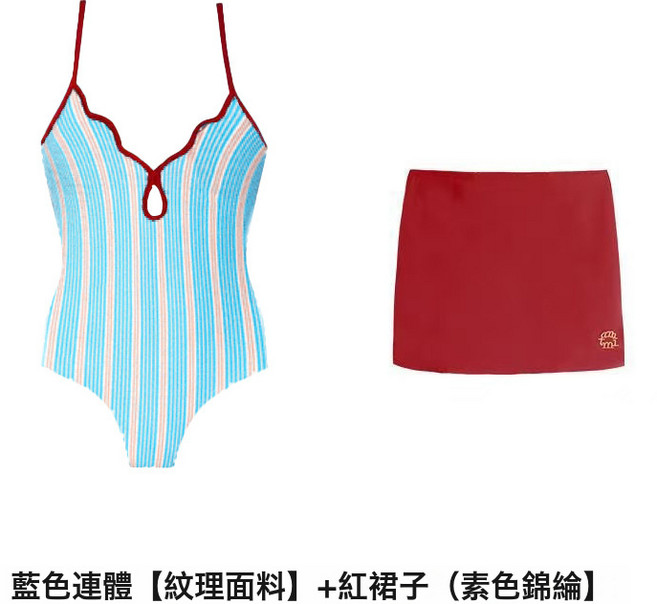 黑色格子連體泳衣