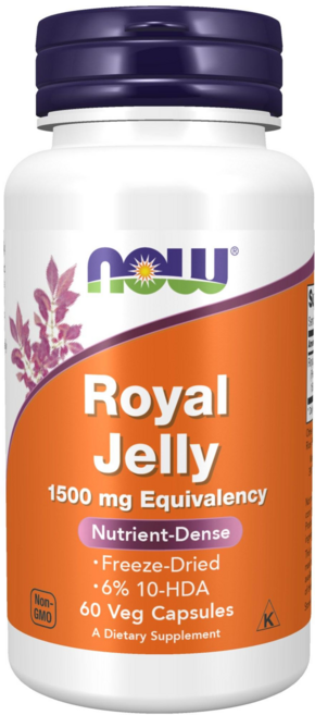 NOW Foods 蜂王乳素食膠囊 1500mg, 60顆, 1罐